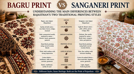 Bagru Print vs Sanganeri Print: Understanding the Main Differences Between Rajasthan’s Two Traditional Printing Styles