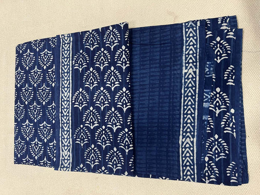 Unstitched Indigo Cotton Suit Set