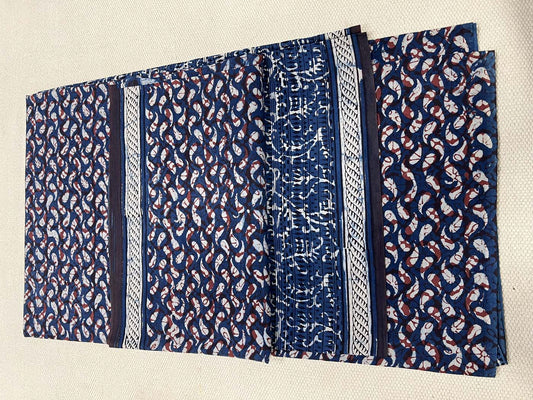 Unstitched Indigo Cotton Suit Set