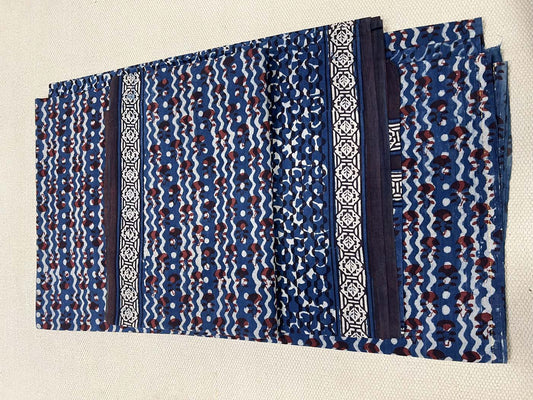 Unstitched Indigo Cotton Suit Set