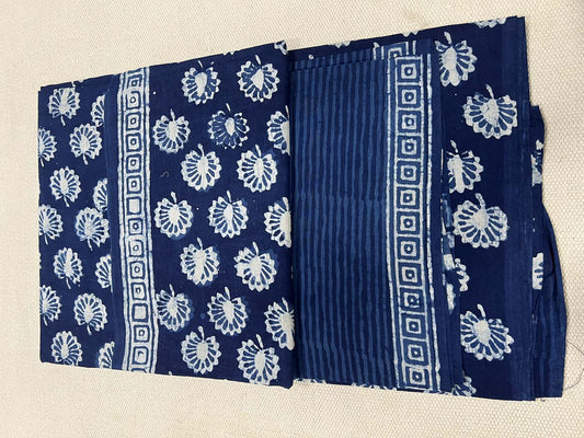 Unstitched Indigo Cotton Suit Set