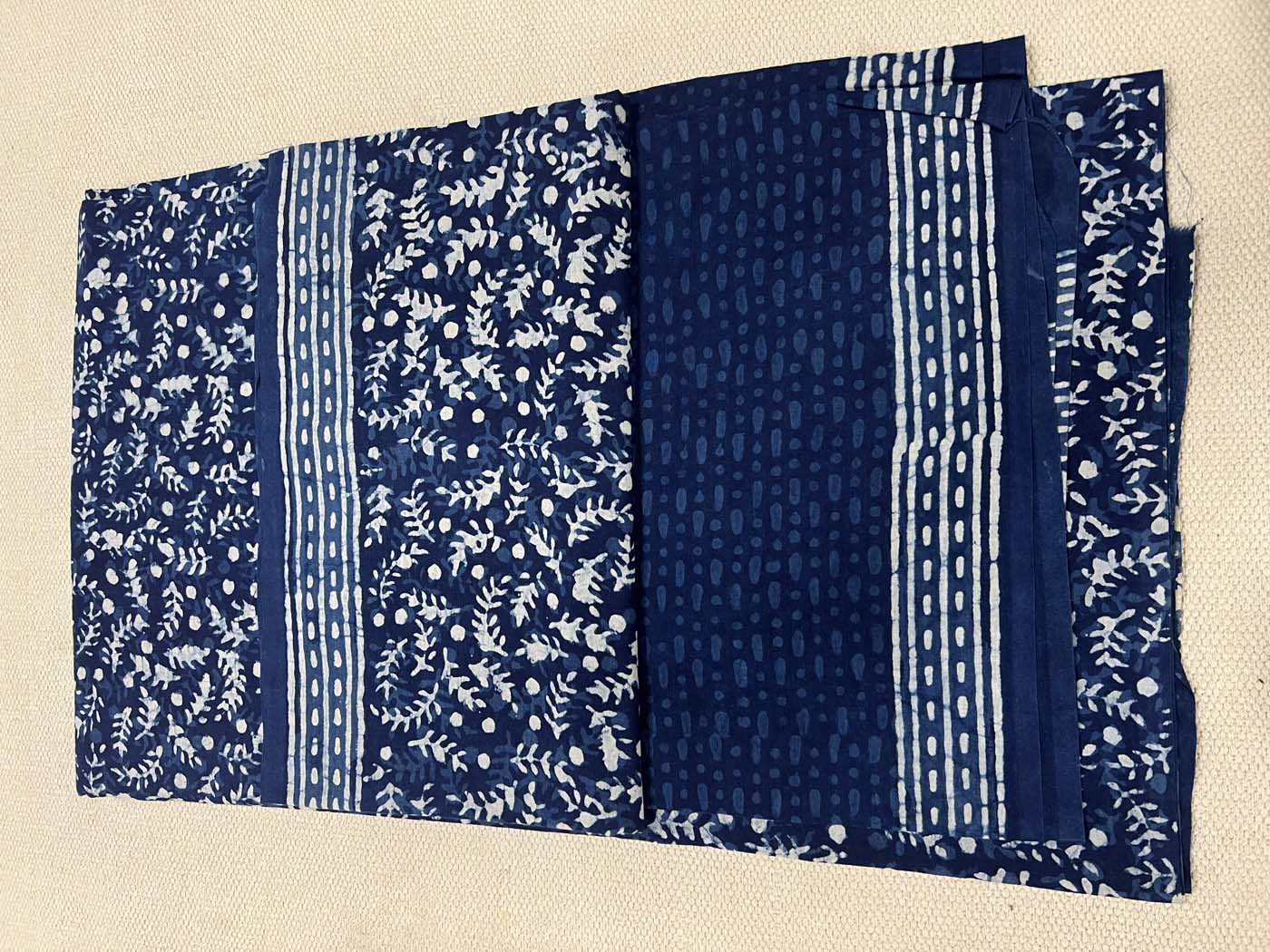 Unstitched Indigo Cotton Suit Set