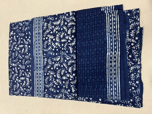 Unstitched Indigo Cotton Suit Set